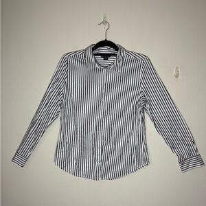 Metaphor Women’s Classic Black and White Striped Dress Shirt Size L